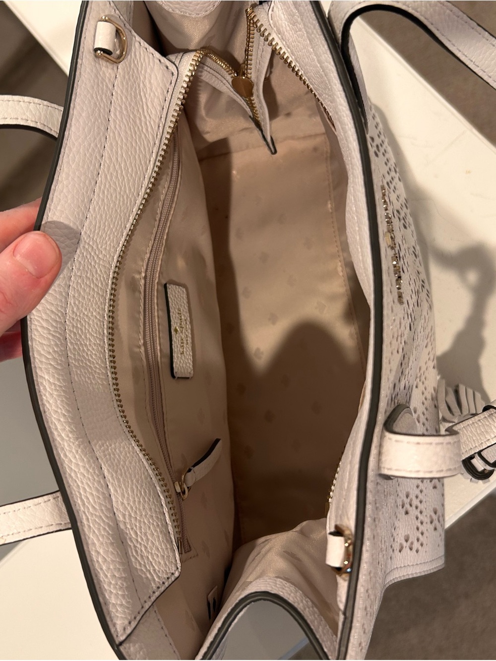 kate spade Perforated Leather Tote — white - Picture 3 of 4